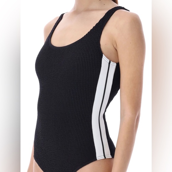 PALM ANGELS ~ Side Stripe Ribbed One Piece Swimsuit - Picture 4 of 5
